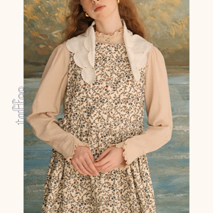 コーデュロイフローラルプリントノースリーブワンピース　Z00616