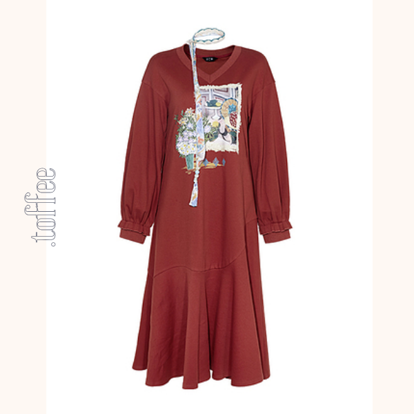 【2color】Vネックスウェットワンピース　《Z00683》