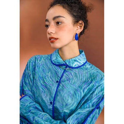 ゴッホ 自画像プリントブラウス C0126