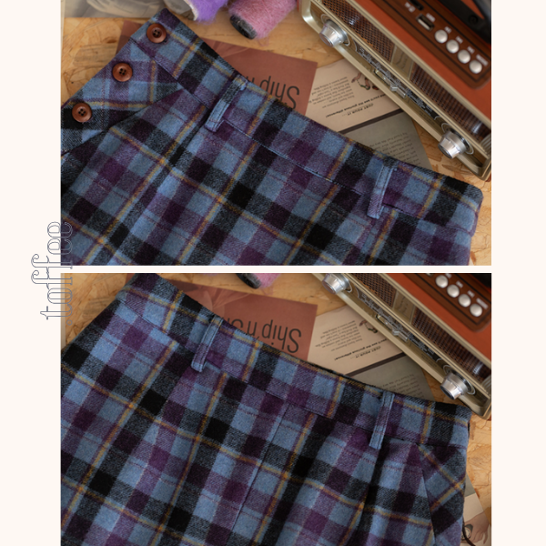 カラフルチェック柄ストレートスカート　《Z00648》