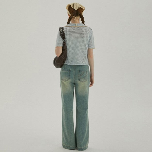 ショートニットメッシュカーディガン Z00386