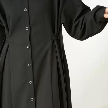 【２color】サイドプリーツフレアワンピース w-058