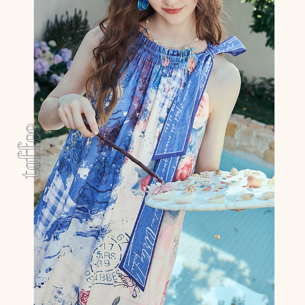 深海の花の泡ホルターネックワンピース《Z00967》