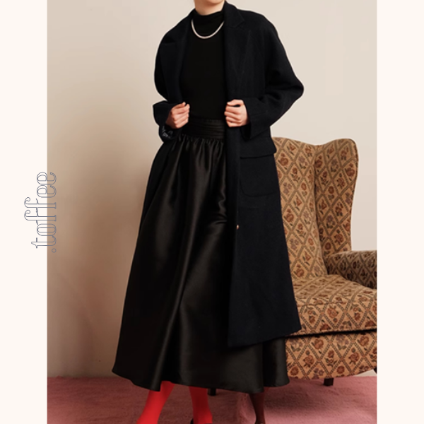 レイヤード風ブラックロングワンピース　Z00498