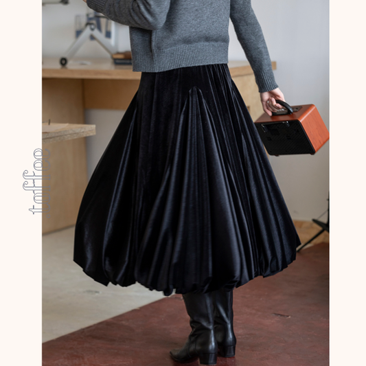ミモレ丈プリーツアンブレラスカート　《Z00646》