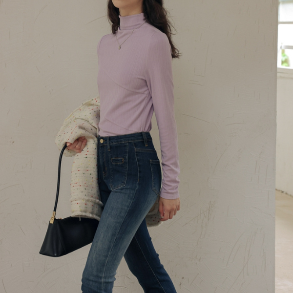 【2color】アシンメトリーカットデザイントップロングトップス X-423