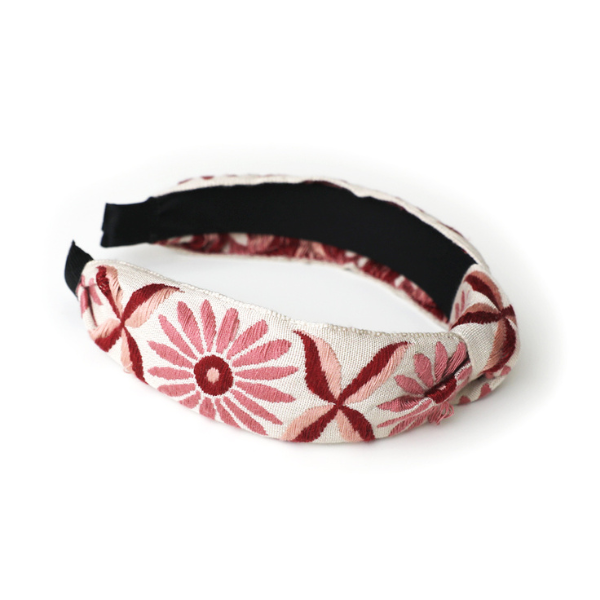 【3color】サンフラワー刺繍入りクロスカチューシャ Z00120