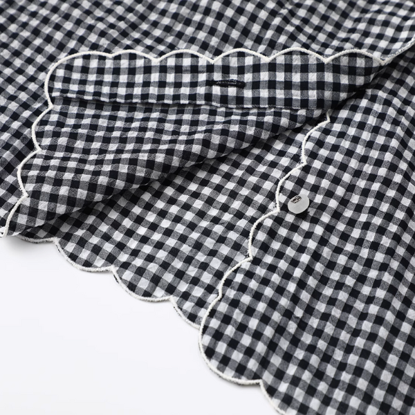 ギンガム刺繍ブラウス＆ショートパンツセットアップ《Z01038》