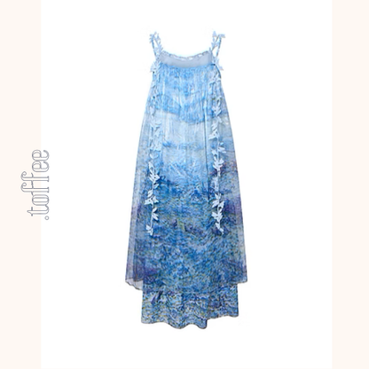 レイヤード風マリンテイストサスペンダーワンピース《Z00970》