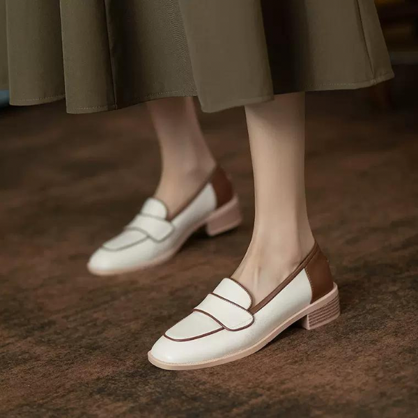 【２color】スクエアトゥコントラストシューズ　AU-286