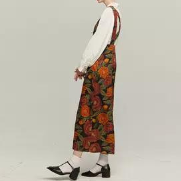 【２color】トータルフラワープリントジャンプスーツ w-042