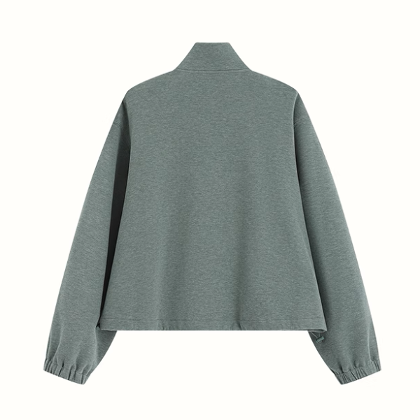 【2color】スタンドカラー ジップアップドロップショルダー スウェット《Z00891》