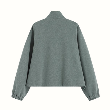 【2color】スタンドカラー ジップアップドロップショルダー スウェット《Z00891》