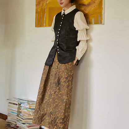 ダマスク柄織りミディアムジレ　《Z00812》