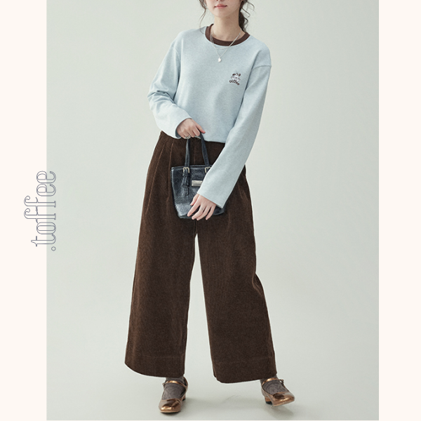 【2color】コーデュロイハイウエストワイドパンツ　《Z00734》