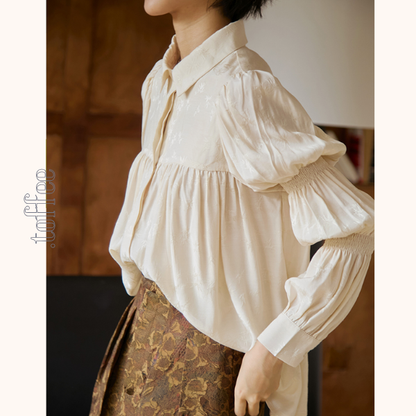 パフスリーブジャガードブラウス　《Z00808》