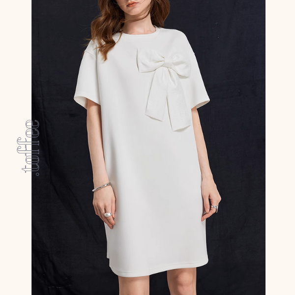 ビッグリボンデザインAラインミニ丈ワンピース《Z00931》