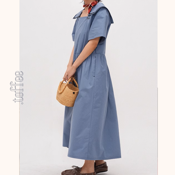 スクエアカラーオーバーサイズマキシワンピース《Z00940》