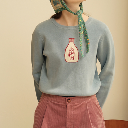 マヨネーズ刺繍入りクルーネックブルオーバー　Z00506