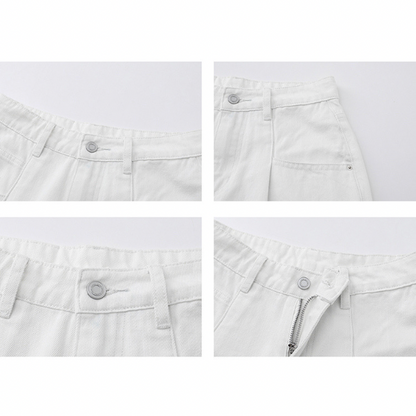 タック入りホワイトストレートデニム X-294