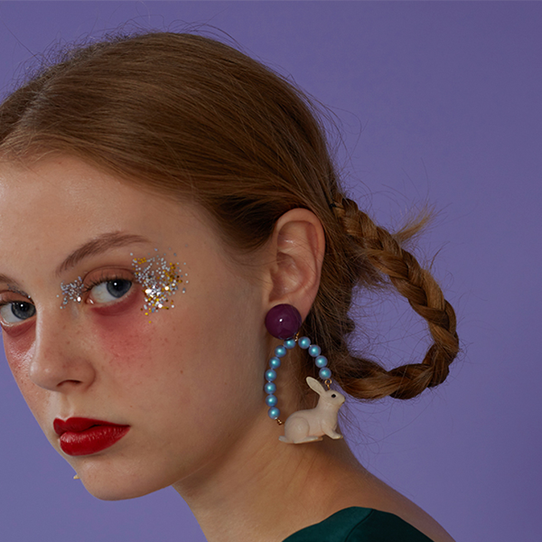 【2pattern】ラビットモチーフフープイヤーアクセサリー　《Z00795》