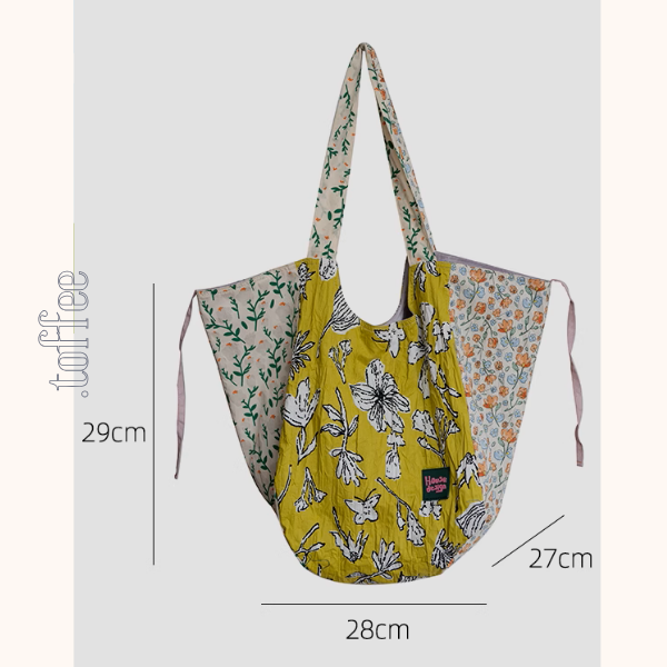 パッチワーク風花柄トートバッグ《Z00955》