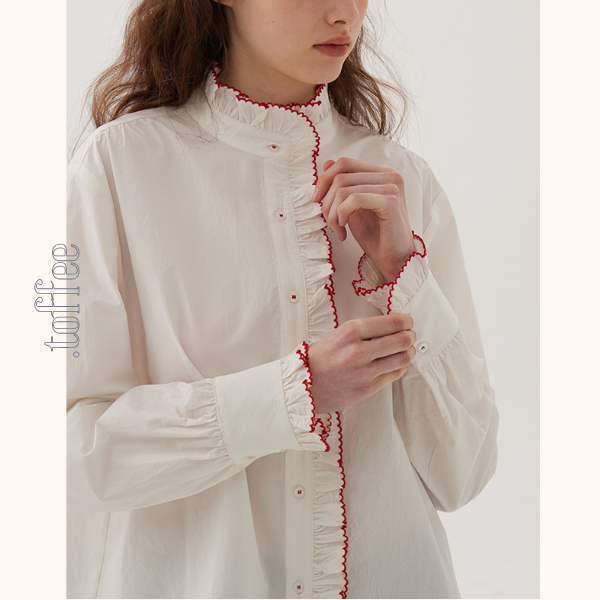 コントラストラッフルディテールブラウス《Z00845》