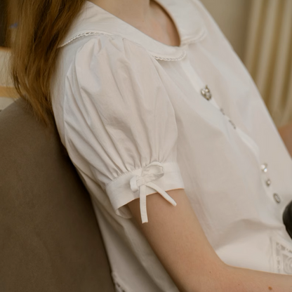 レーズヘムブラウス＆フローラルレースミモレ丈スカートセットアップ《Z00896》