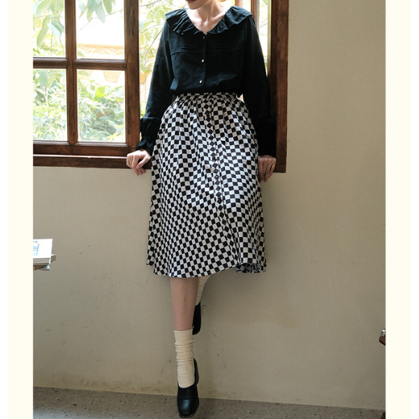 【2color】フリルカラーブラウス X-321