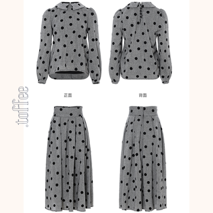グレートップ＆ロングスカートのポルカドットセットアップ　Z00529