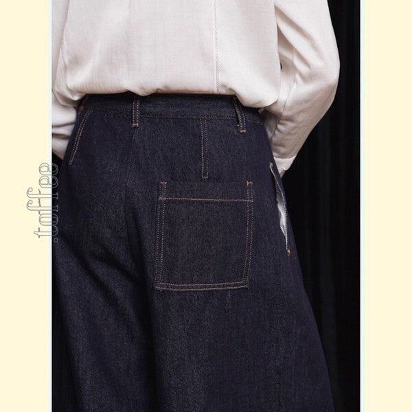 【2color】大人のエレガンス：美シルエットのワイドレッグデニムパンツ 《C0200》