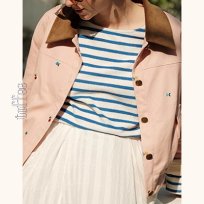 【2color】マルチカラー刺繍入りデニムセットアップ　Z00499