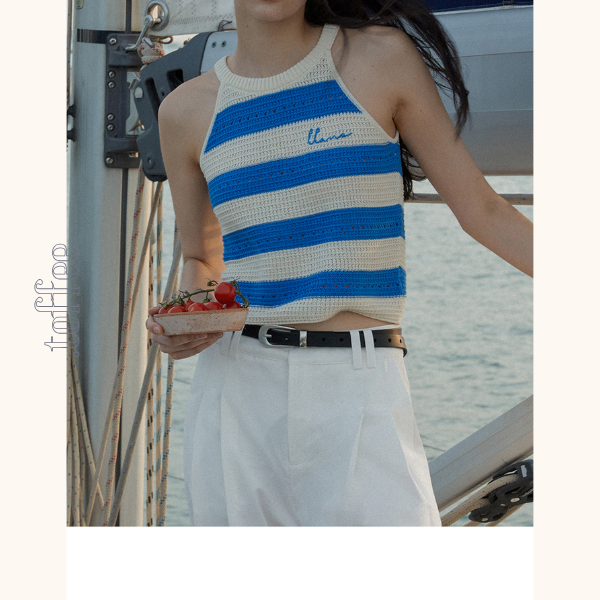 【2color】ホルターネックストライプニットトップ　Z00388