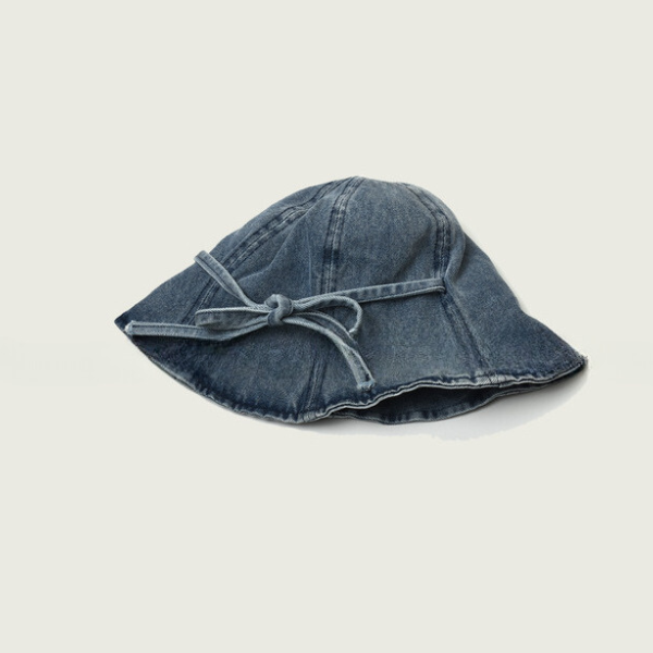 【2color】リボン付きウォッシュデニムバケットハット Z00103