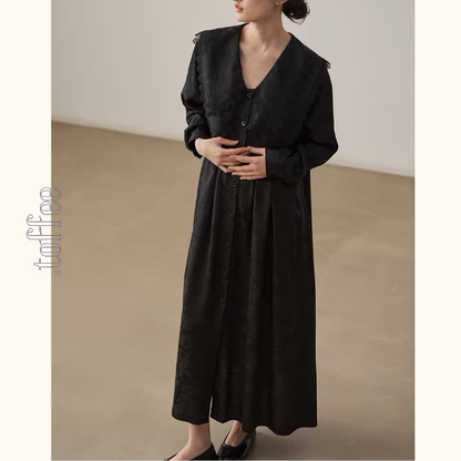 レイヤードドールカラーブラックジャガードワンピース《Z01000》