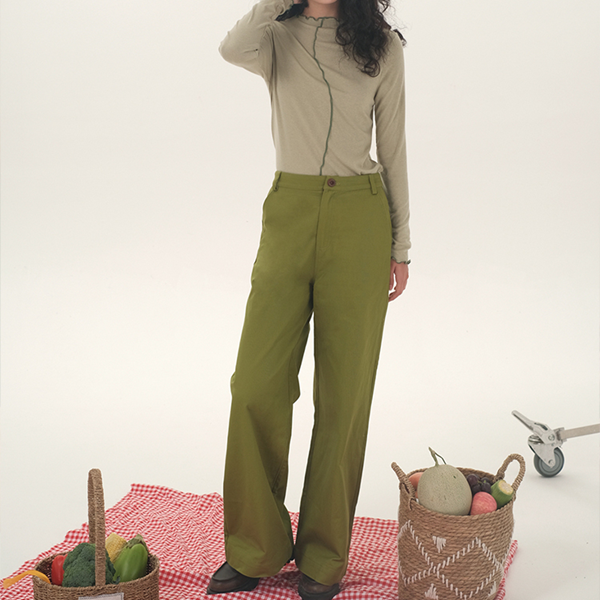 【2color】ツイルコットンストレートパンツ　《Z00743》