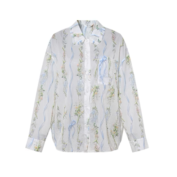 フローラルプリントシアーシャツ《Z00962》