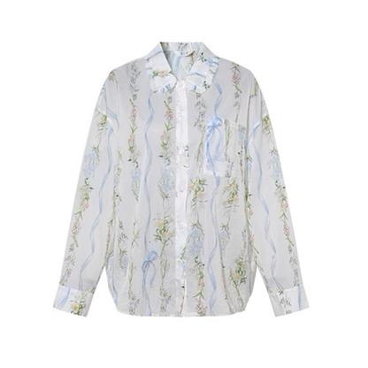 フローラルプリントシアーシャツ《Z00962》