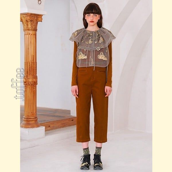 ニッチでレトロな植物画刺繍：フェアリーシアーベスト C0162