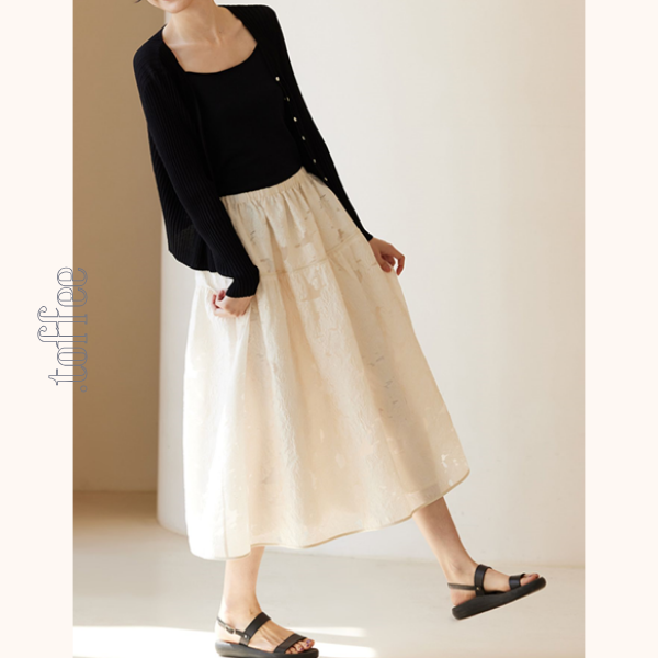 花柄レースミモレ丈スカート　Z00424