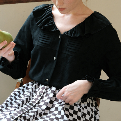 【2color】フリルカラーブラウス X-321