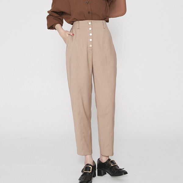 マルチプルフロントボタンハイウエストパンツ　AU-189