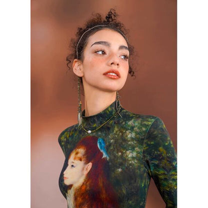 [名画を纏う]　スリムフィットアートカットソー "ルノワール" C0125