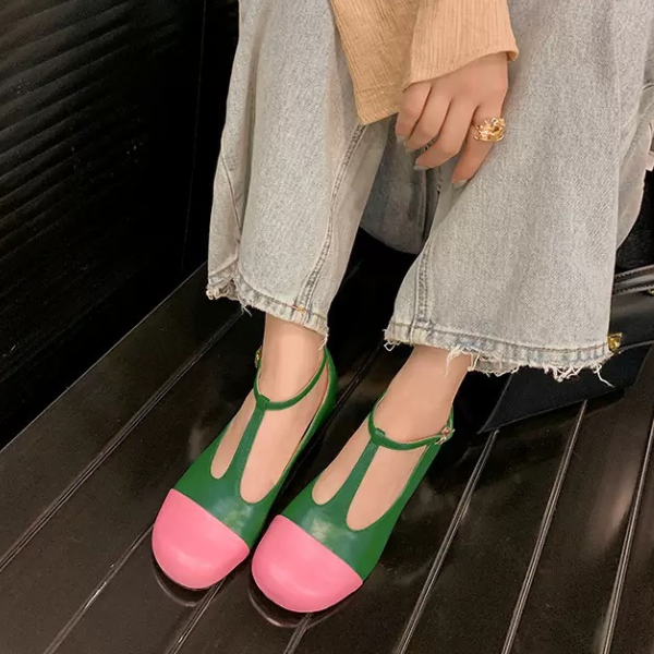 【4color】メリージェーンバイカラーレザーシューズ Z00236