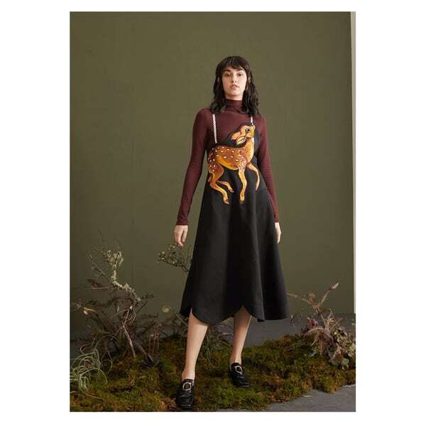 バンビ刺繍サスペンダースカート C0075