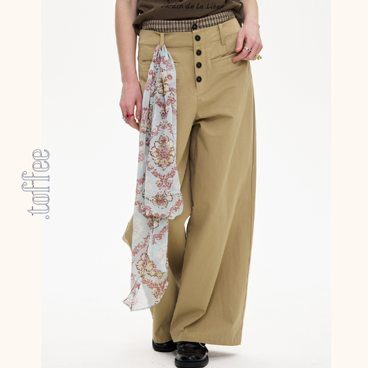 【2color】チェック柄ディテールワイドパンツ《Z01005》