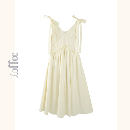 【2color】ショルダーリボンVネックワンピース《Z01011》