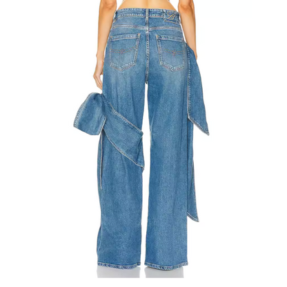 ビッグリボンウォッシュドデニムパンツ Z00301