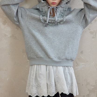 リボン＆レースUネックフーディー　《Z00762》