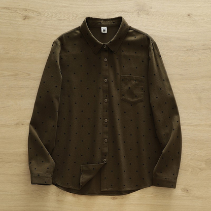 【6color】ドット柄ポロカラーボタンダウンシャツ　《Z00725》